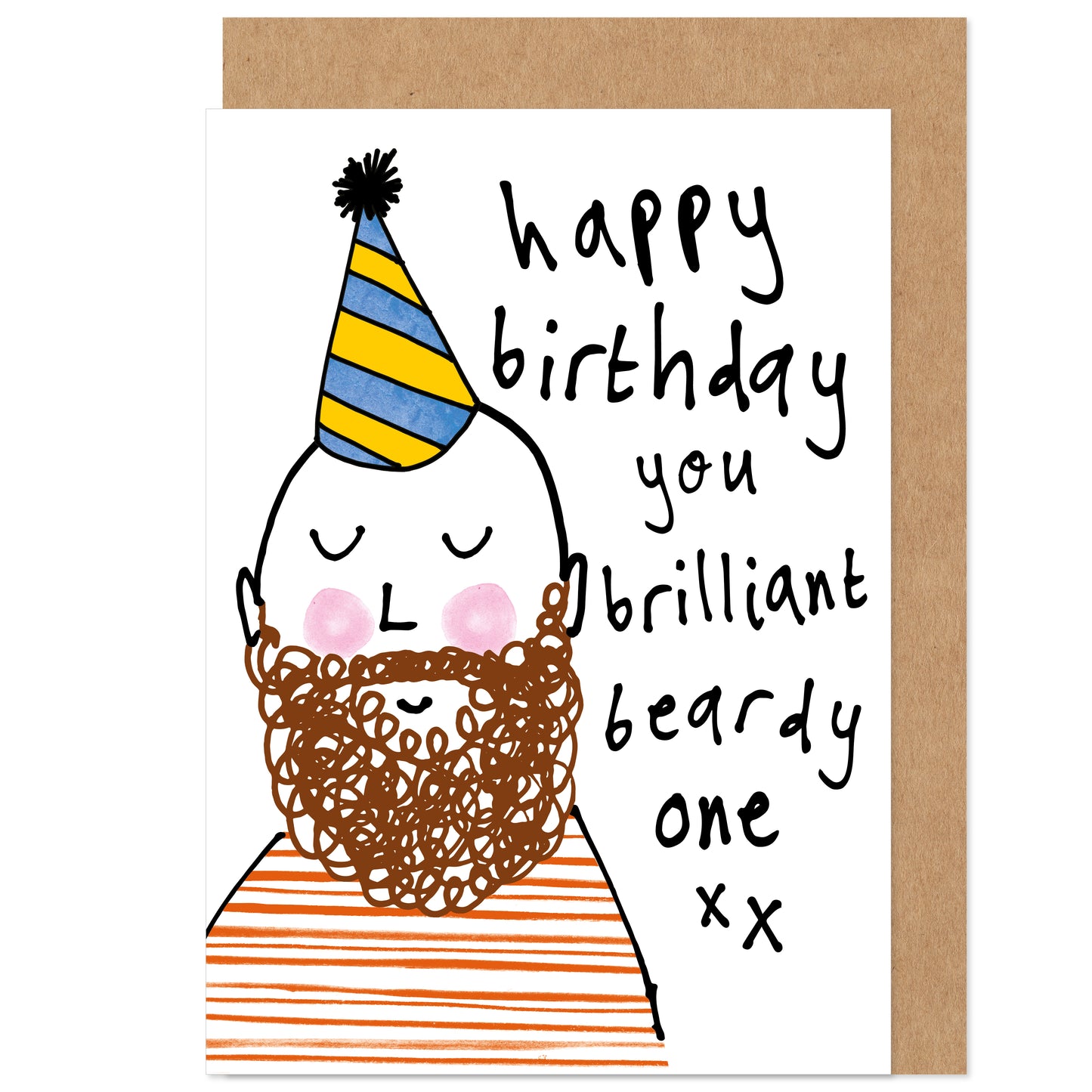 Brilliant Beardy One Bald Brown Beard Happy Birthday Card