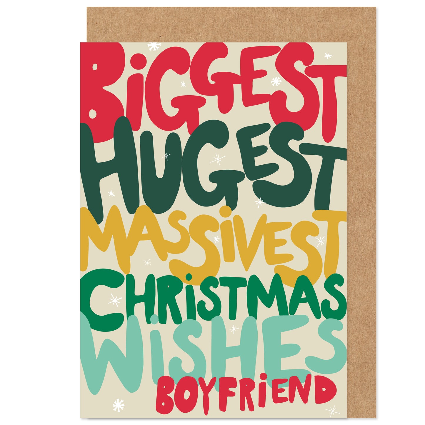 Biggest Hugest Christmas Wishes Boyfriend Bright Typography Card
