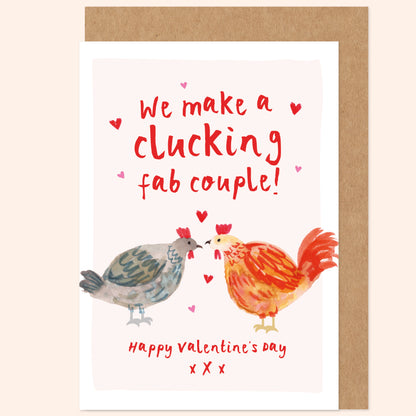 Clucking Fab Couple Valentine's Card - Chickens, Romantic, Homesteading, Farming