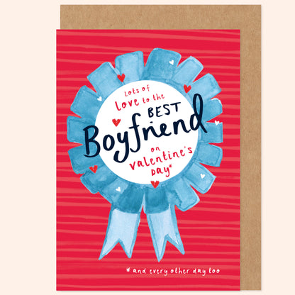 Best Boyfriend Rosette Valentine's Card