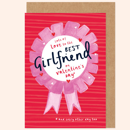 Best Girlfriend Rosette Valentine's Card