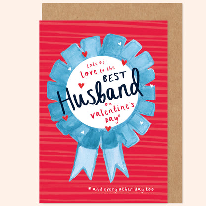 Best Husband Rosette Valentine's Card