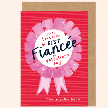 Best Fiancée Rosette Valentine's Card