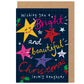 DAUGHTER Bright Stars Christmas Card - Merry & Bright, Holiday, Festive, Retro, Graphic