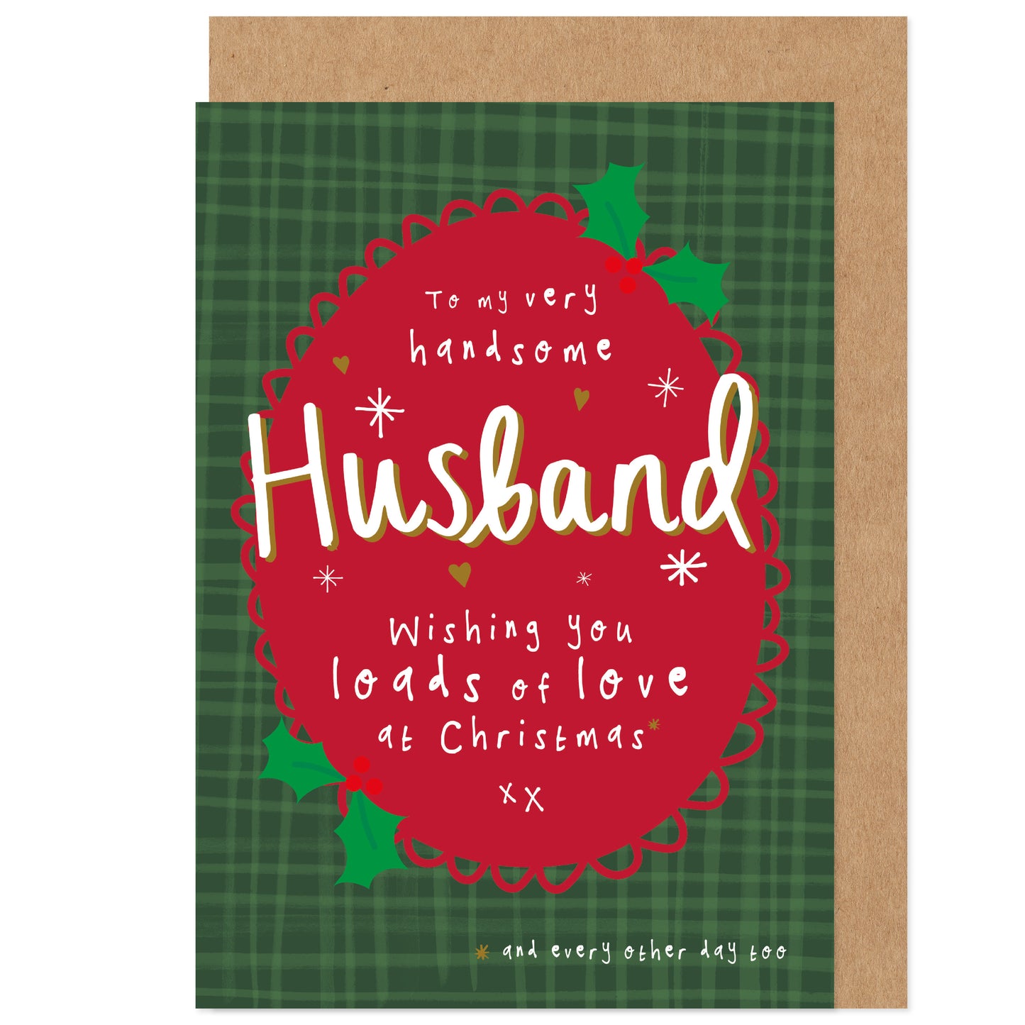 Handsome Husband Christmas Card - Love You Every Day - Holiday, Festive, Romantic, Heartfelt, Traditional