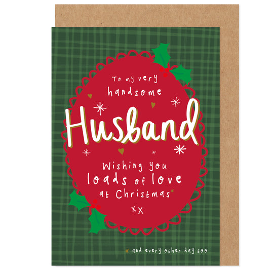 Handsome Husband Christmas Card - Love You Every Day - Holiday, Festive, Romantic, Heartfelt, Traditional