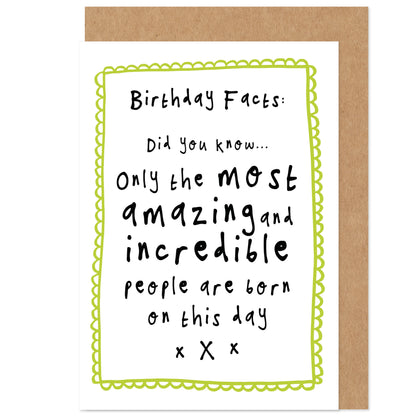 Birthday Facts Card | Only Amazing People Are Born On This Day