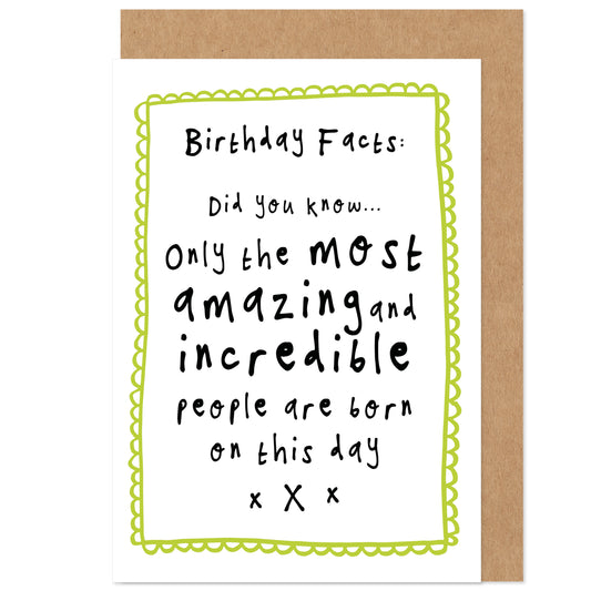 Birthday Facts Card | Only Amazing People Are Born On This Day