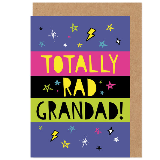Father's Day Card | Totally Rad Grandad | Bright Psychedelic 90s