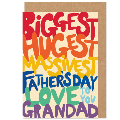 Father's Day Card | Massive Love To The Best Grandad | Rainbow Bright Colourful