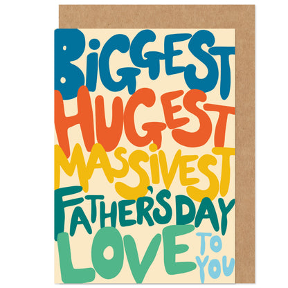 Father's Day Card | Massive Love To You | Rainbow Bright Colourful Typography