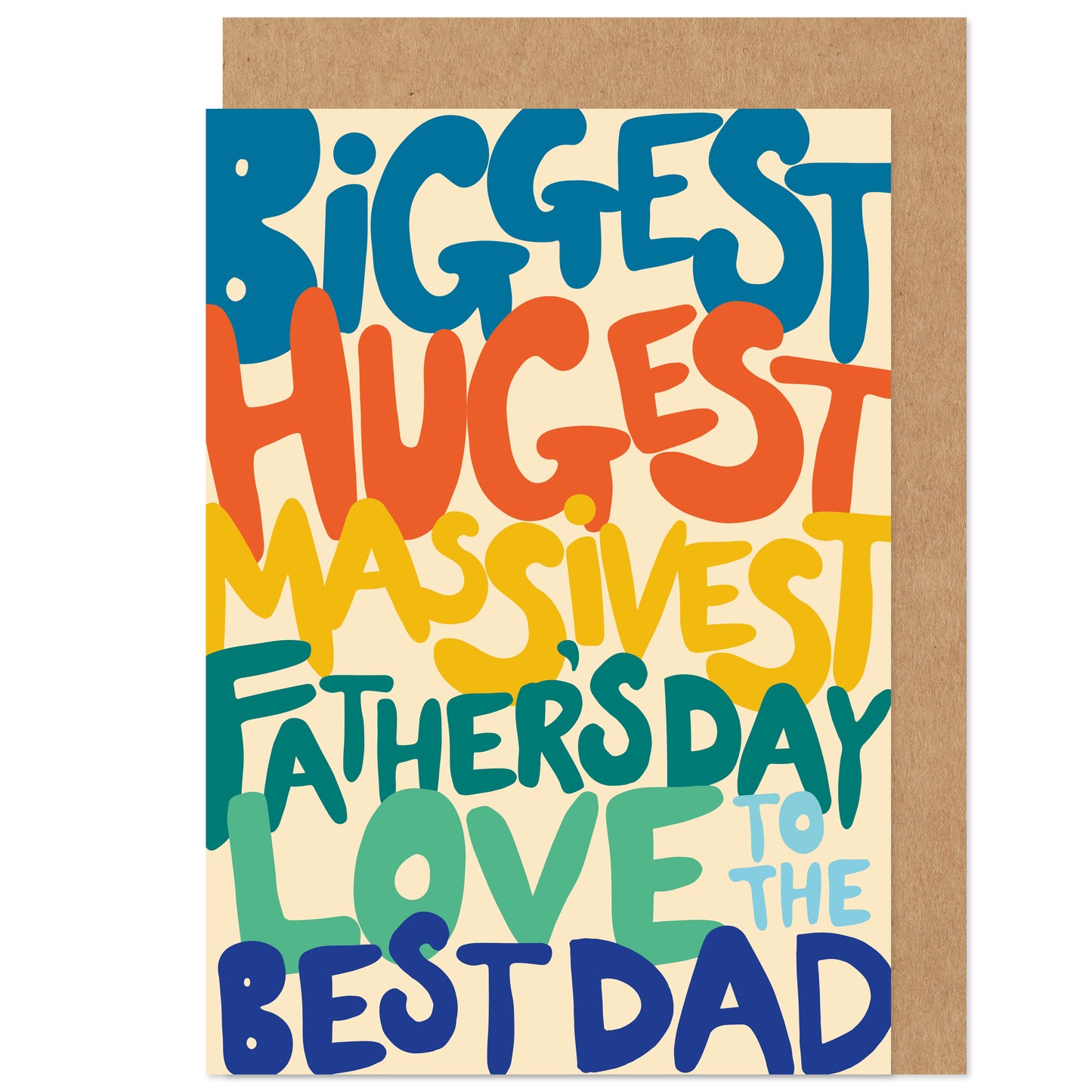Father's Day Card | Massive Love To The Best Dad | Rainbow Bright Colourful Typography