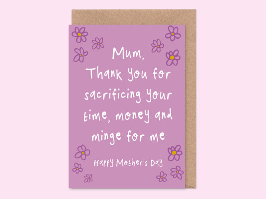 Time, Money, Minge Funny Mother's Day Card