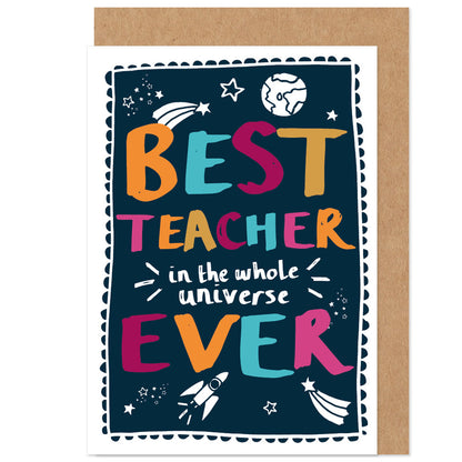 Best Teacher In The Universe Thank You Card