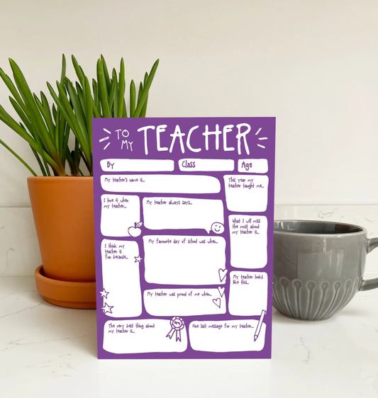 Teacher Fill In The Blanks Thank You Card