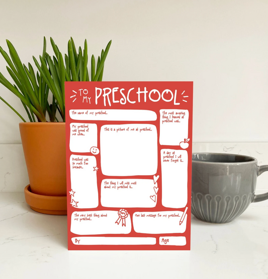 Preschool Fill In The Blanks Thank You Card