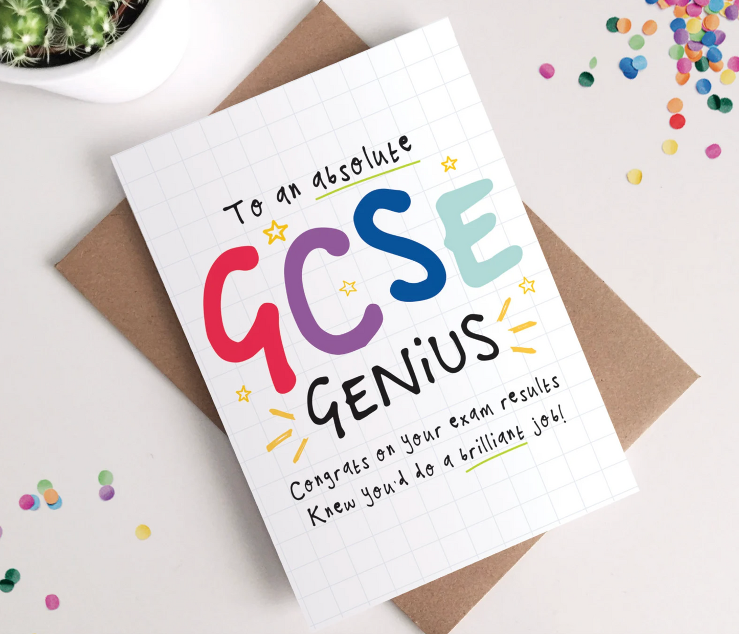 GCSE Results Card | GCSE Genius | Exam Congratulations Well Done