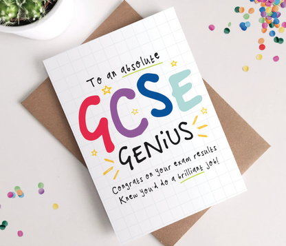 GCSE Results Card | GCSE Genius | Exam Congratulations Well Done