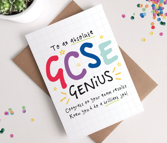 GCSE Results Card | GCSE Genius | Exam Congratulations Well Done