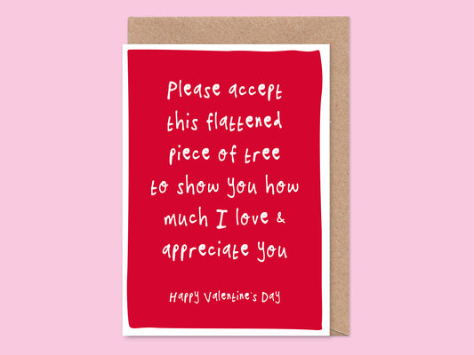 Funny Flat Tree Valentine's Card