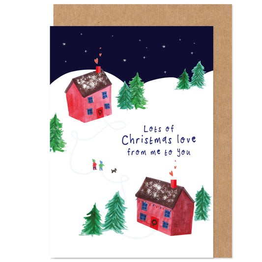 Christmas Love from Me to You Card - Scandi Winter Scene