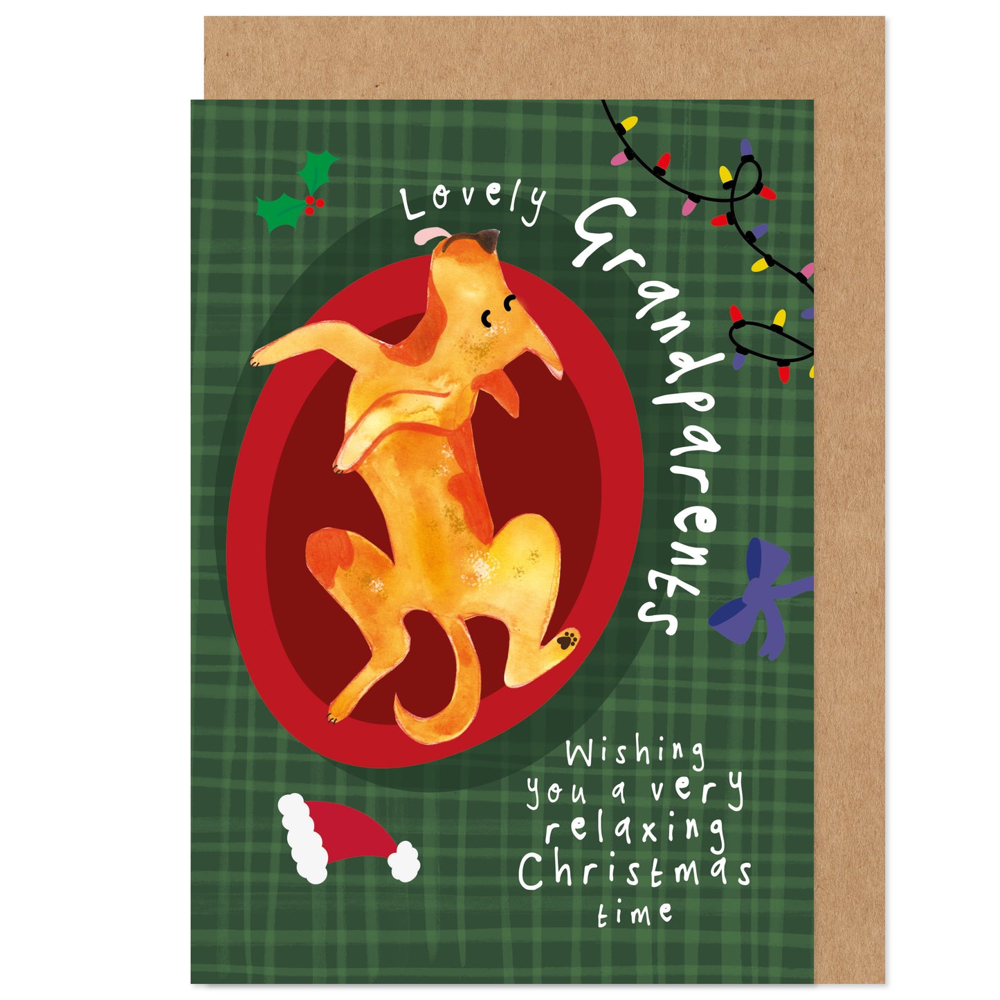 Lovely Grandparents Christmas Card - Relaxing Dog