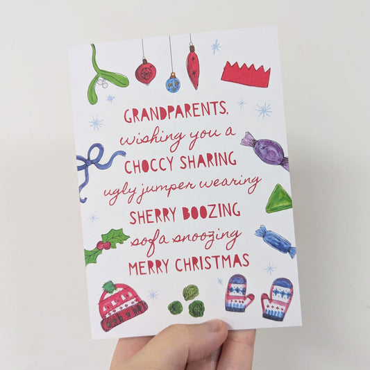 Choccy Sharing Sherry Boozing Grandparents Christmas Card - SUPER SECONDS