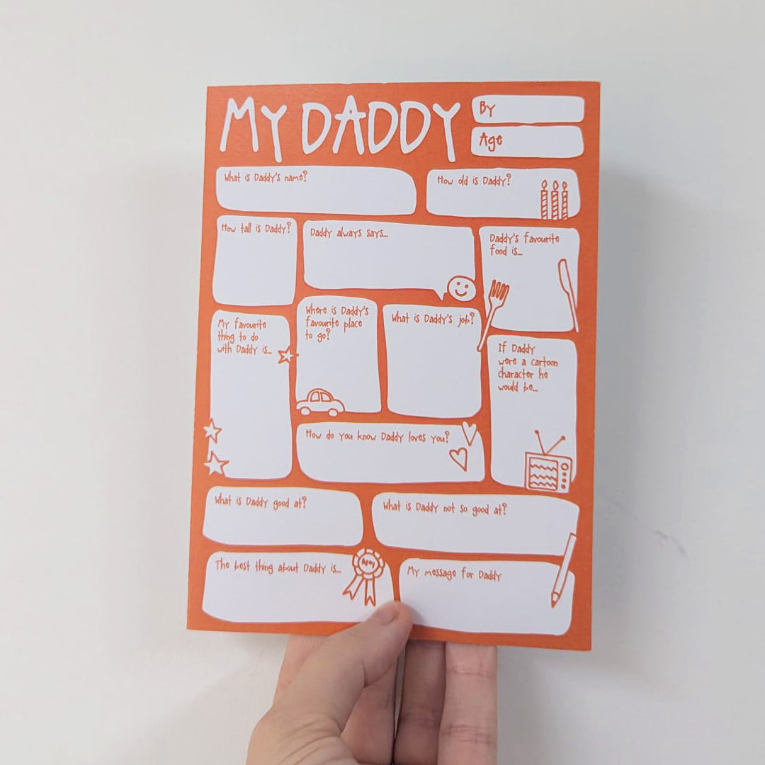 My Daddy Fill In The Blanks Card Orange - SUPER SECONDS