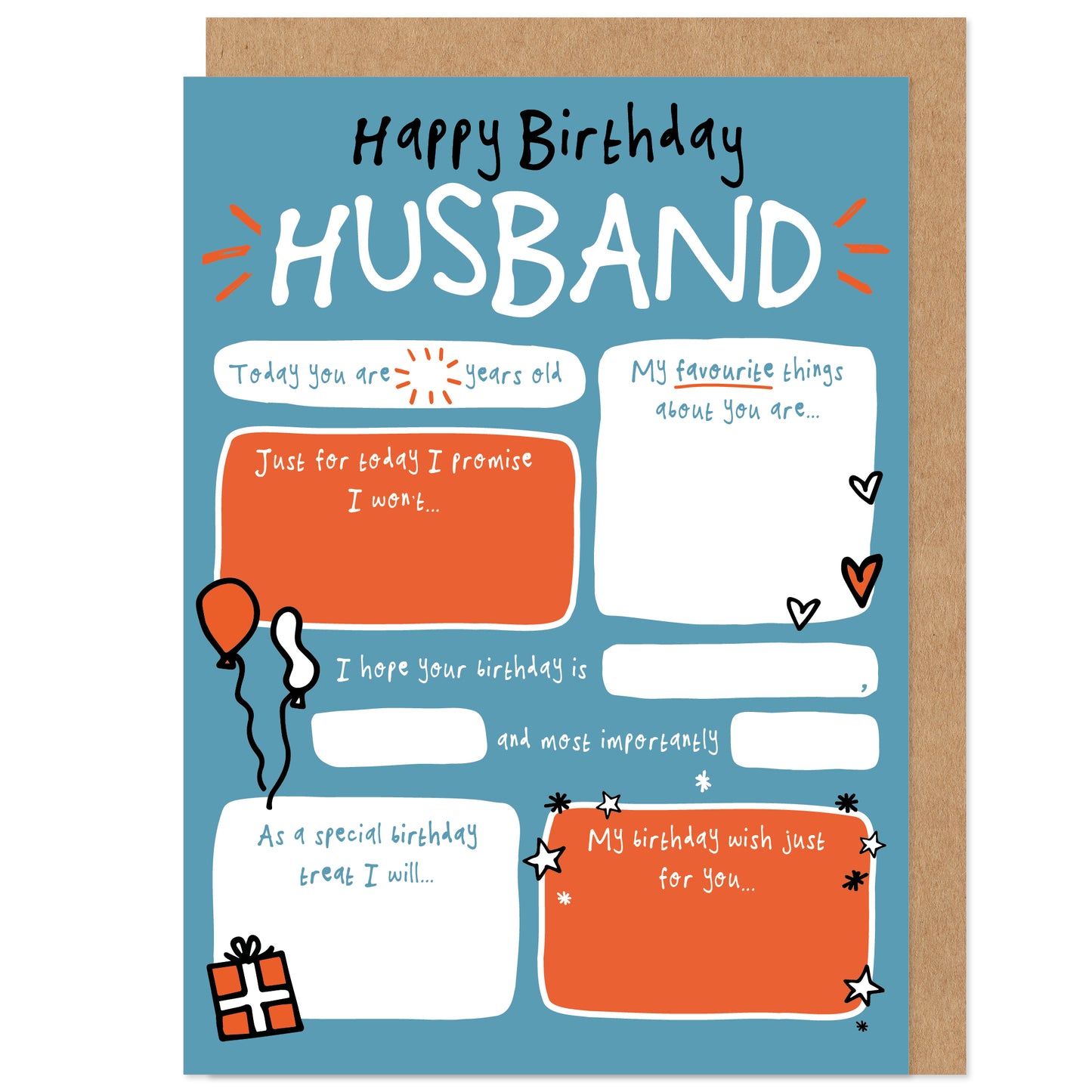 Husband Fill In The Blanks Birthday Card