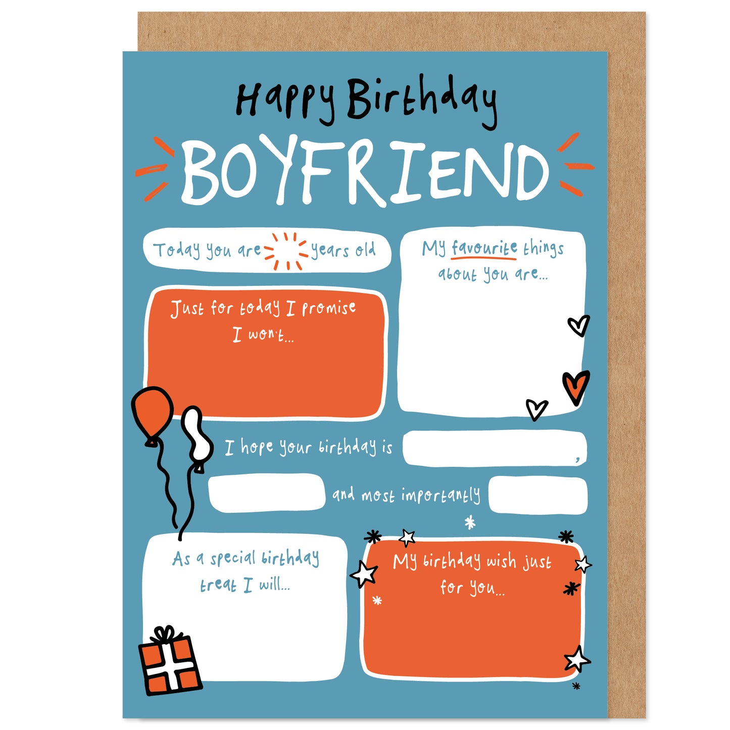 Boyfriend Fill In The Blanks Birthday Card