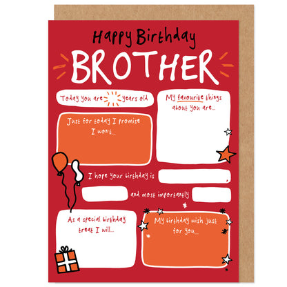 Brother Fill In The Blanks Birthday Card
