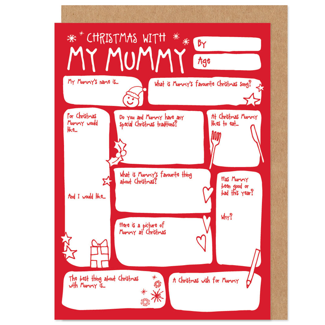 My Mummy Fill In The Blanks Christmas Card