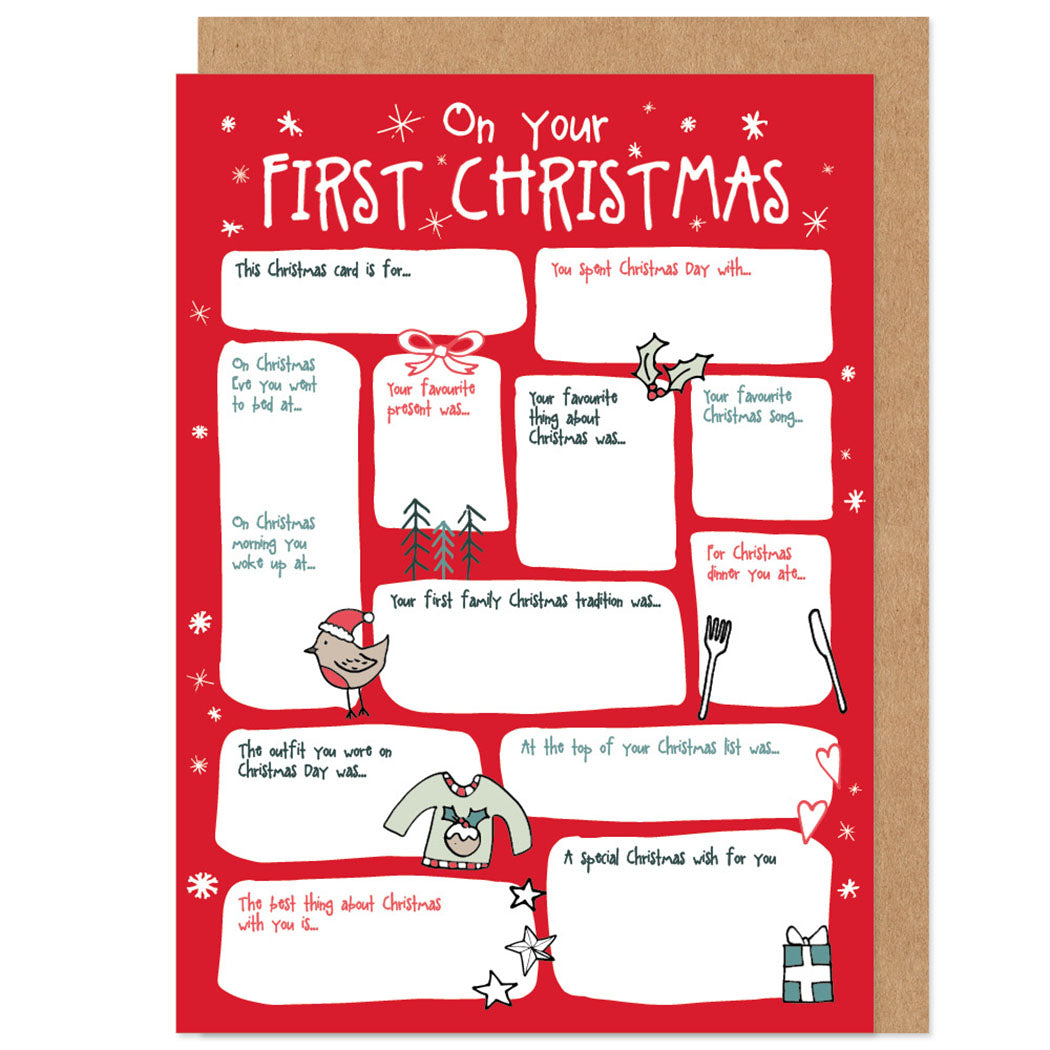Baby's First Christmas Fill In The Blanks Card