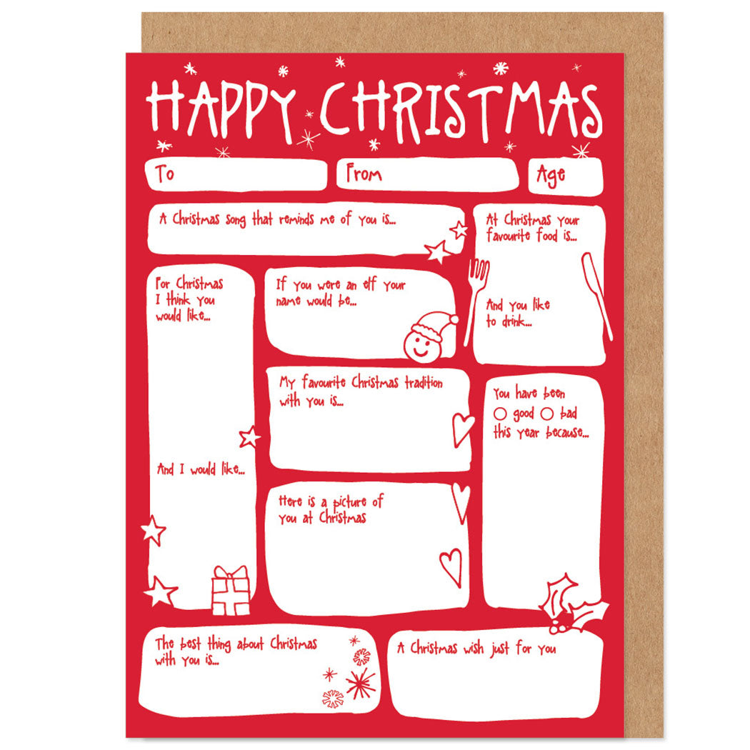 Fill In The Blanks Christmas Card