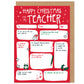Teacher Fill In The Blanks Christmas Card
