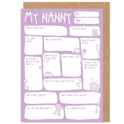 My Nanny Fill In The Blanks Mother's Day / Birthday Card