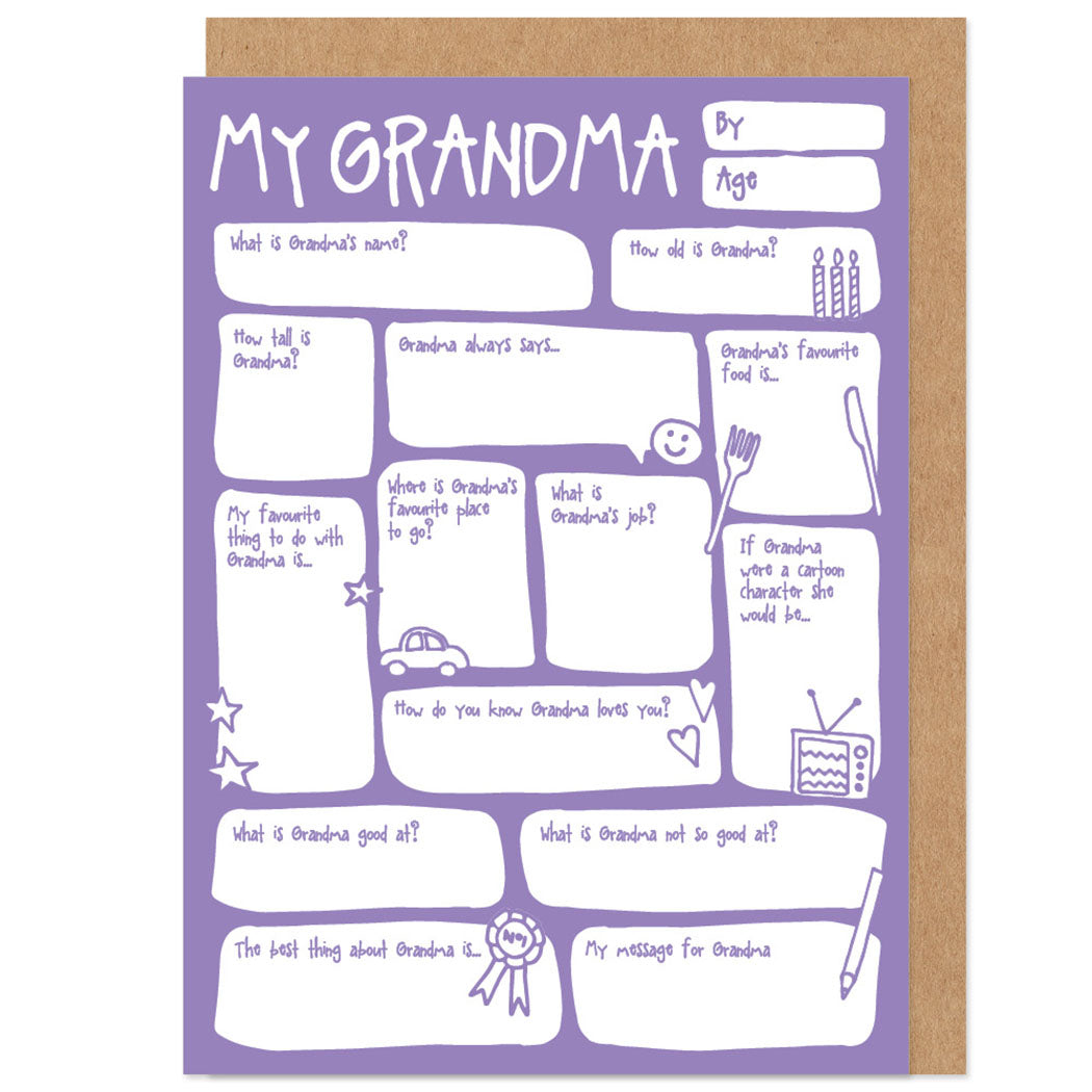 My Grandma Fill In The Blanks Mother's Day / Birthday Card