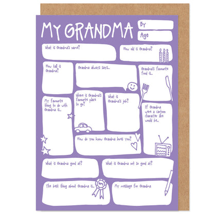 My Grandma Fill In The Blanks Mother's Day / Birthday Card