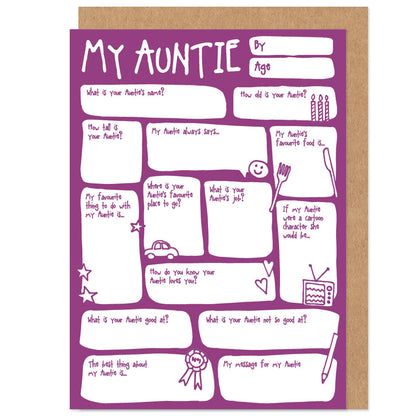 My Auntie Fill In The Blanks Mother's Day / Birthday Card