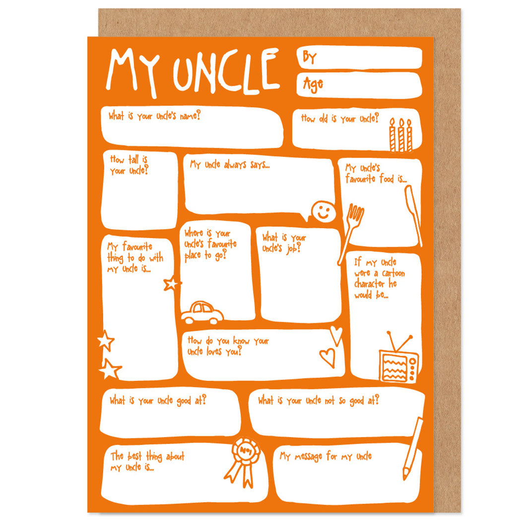 My Uncle Fill In The Blanks Father's Day / Birthday Card