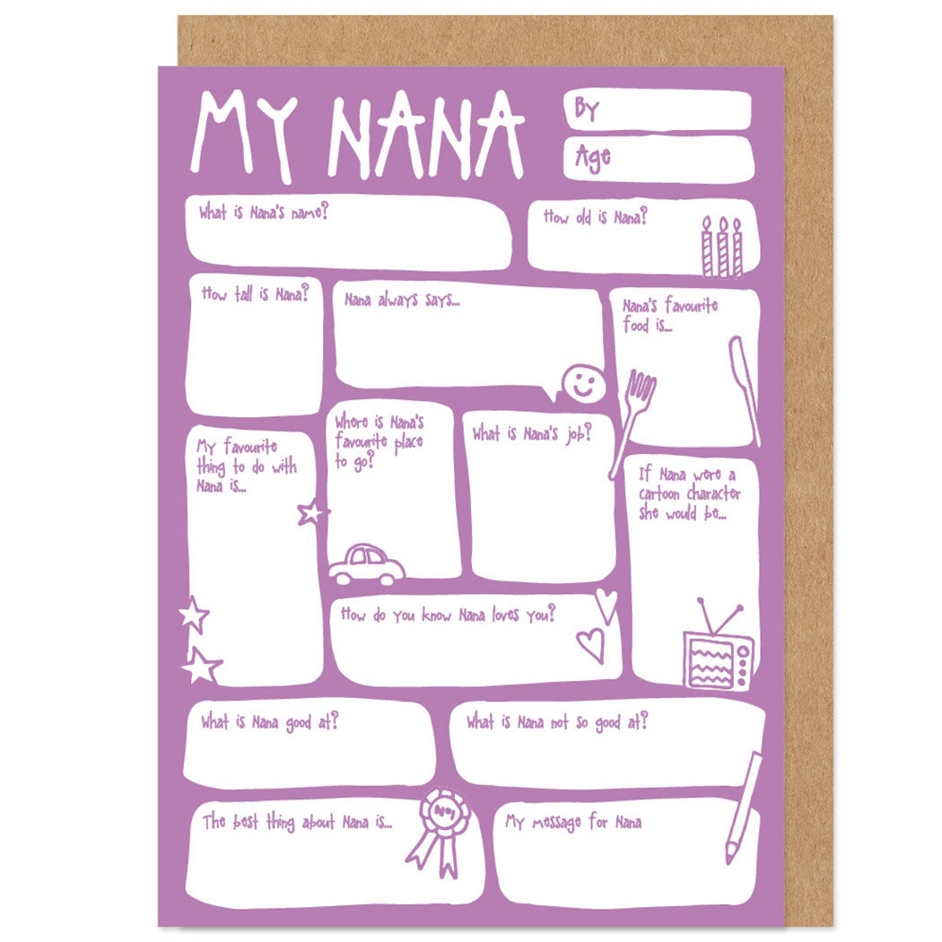 My Nana Fill In The Blanks Mother's Day / Birthday Card