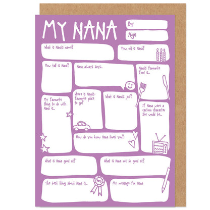 My Nana Fill In The Blanks Mother's Day / Birthday Card