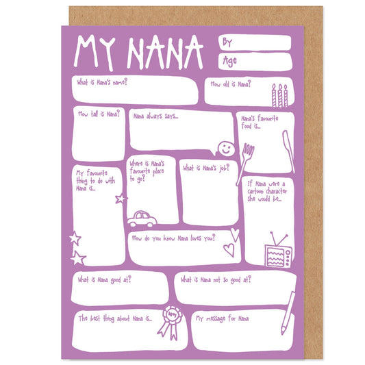 My Nana Fill In The Blanks Mother's Day / Birthday Card