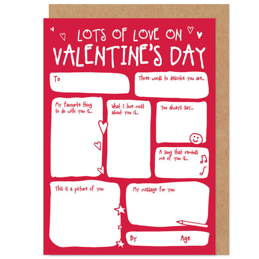Fill In The Blanks Children's Valentine's Card