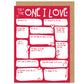 One I Love Fill In The Blanks Valentine's / Anniversary Card