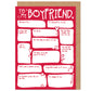 Boyfriend Fill In The Blanks Valentine's / Anniversary Card
