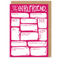 Girlfriend Fill In The Blanks Valentine's / Anniversary Card