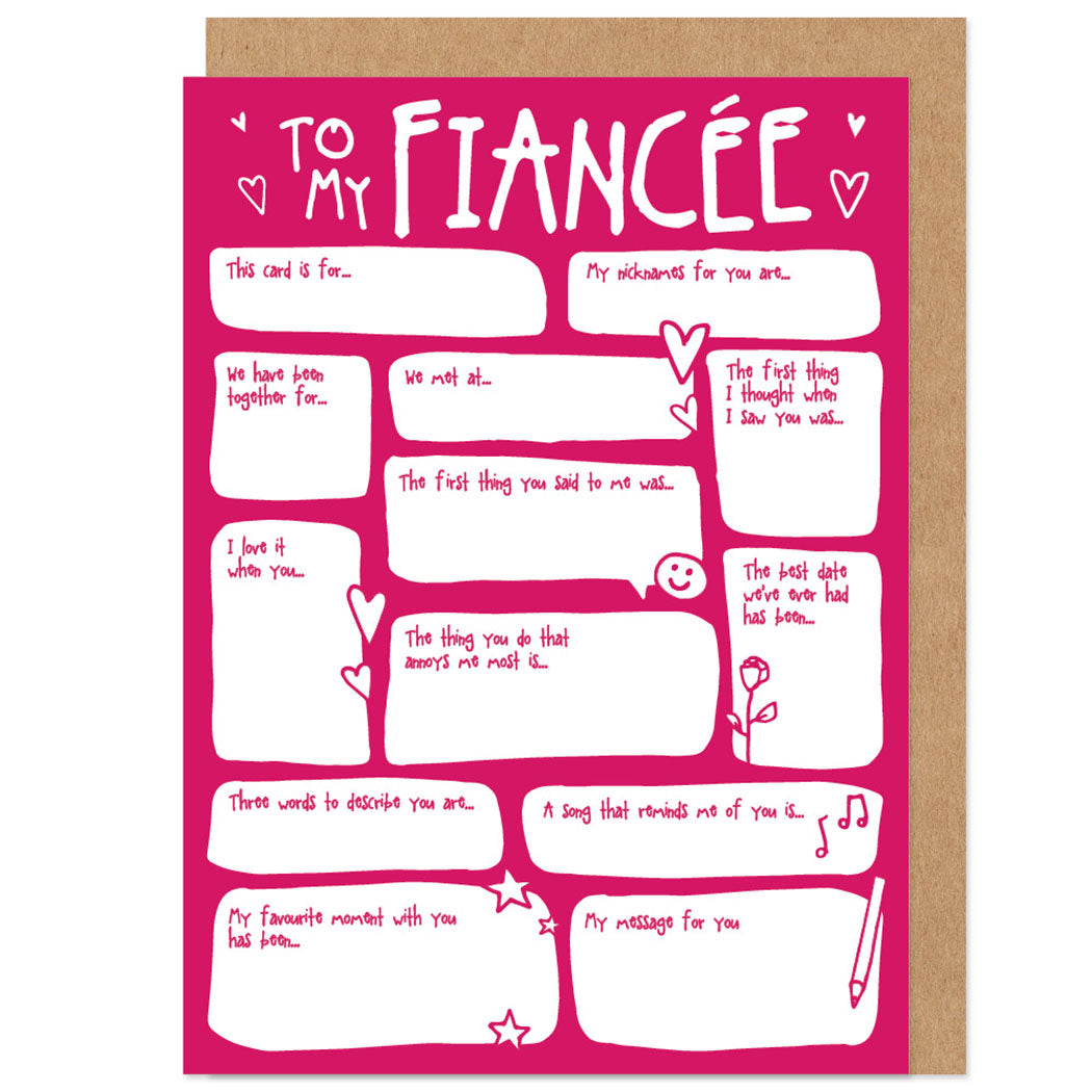 Fiancée Fill In The Blanks Valentine's / Anniversary Card