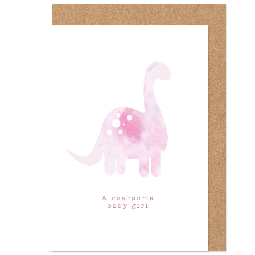 Roarsome New Baby Girl Dinosaur Card