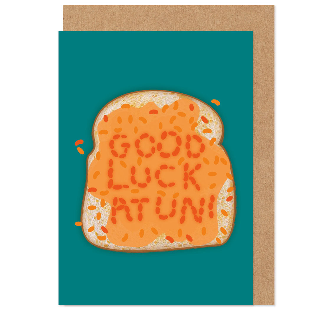 Good Luck At University Beans On Toast Card